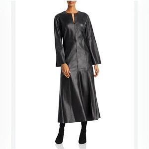 By Malene Birger Karmillos Black Lambskin Leather Maxi Dress Size 40 EU Women